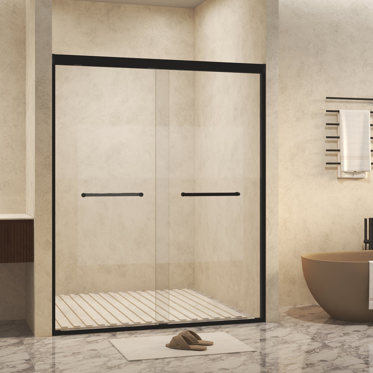Matte Black 50-in to 54-in W x 72-in H Framed Clear Glass Bypass Sliding Shower door