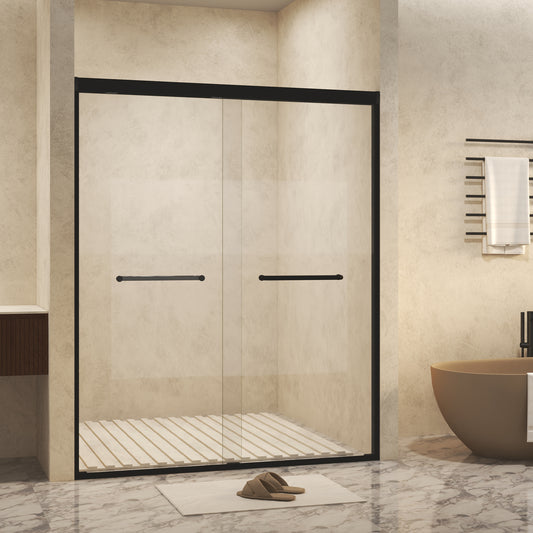 Matte Black 44-in to 48-in W x 72-in H Framed Clear Glass Bypass Sliding Shower door