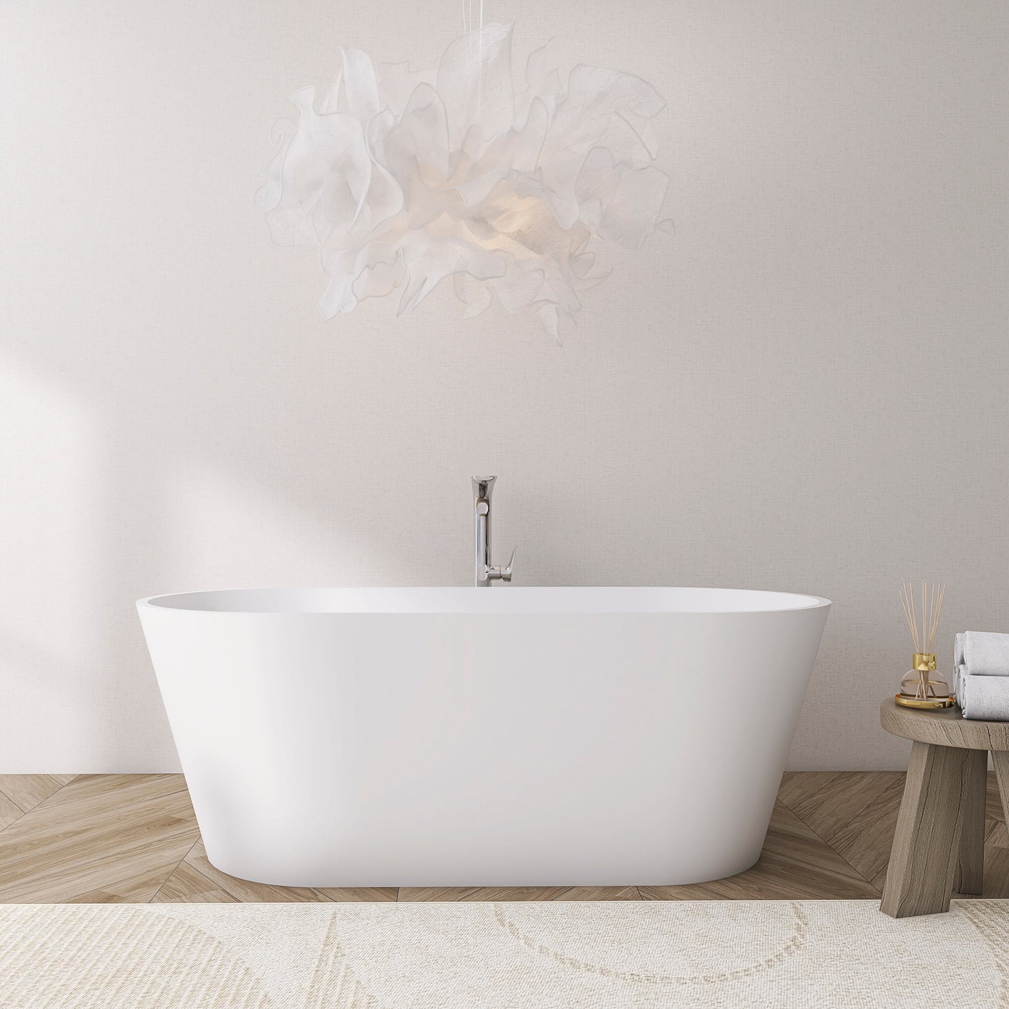 59 inch freestanding solid surface soaking bathtub for bathroom