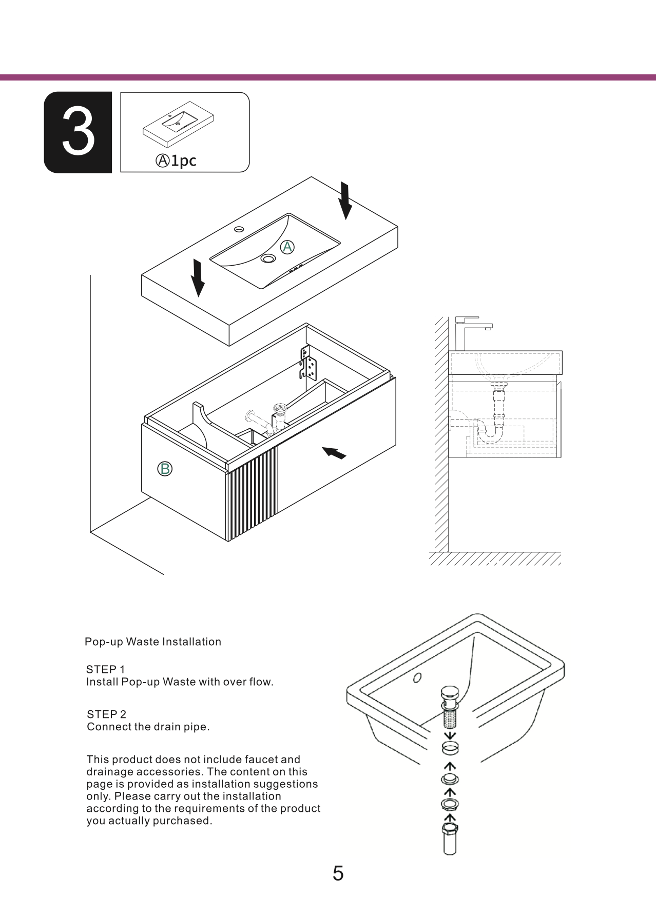 35.83 in. Single Sink Floating Light Brown Bath Vanity with Carrara White Sintered Stone Top