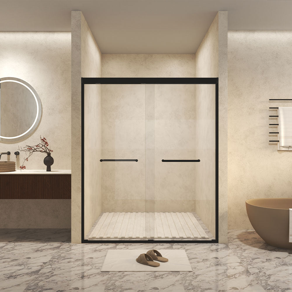 Matte Black 56-in to 60-in W x 72-in H Framed Clear Glass Bypass Sliding Shower door
