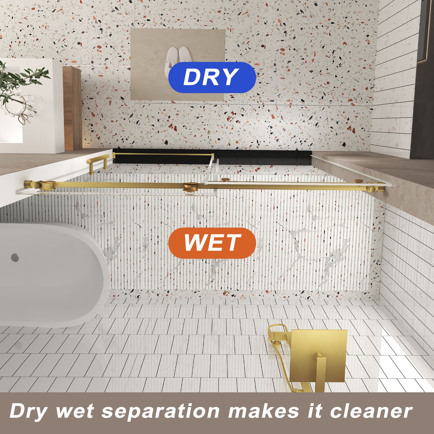 Brushed Gold 56-in to 60-in W x 76-in H Frameless Clear Glass Bypass Sliding Shower door