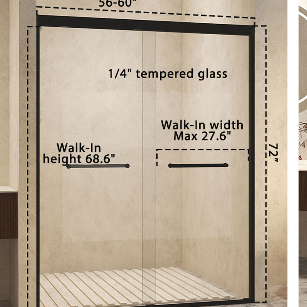 Matte Black 56-in to 60-in W x 72-in H Framed Clear Glass Bypass Sliding Shower door