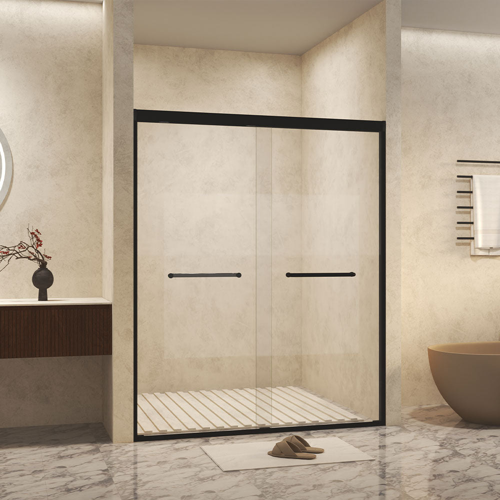 Matte Black 56-in to 60-in W x 72-in H Framed Clear Glass Bypass Sliding Shower door