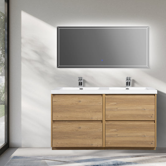 47.24 in. Double  Sink Freestanding Mature Oak Bath Vanity with White Integral Resin Basin