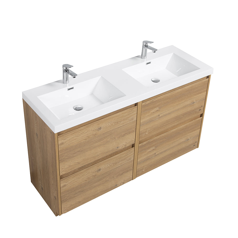 47.24 in. Double  Sink Freestanding Mature Oak Bath Vanity with White Integral Resin Basin