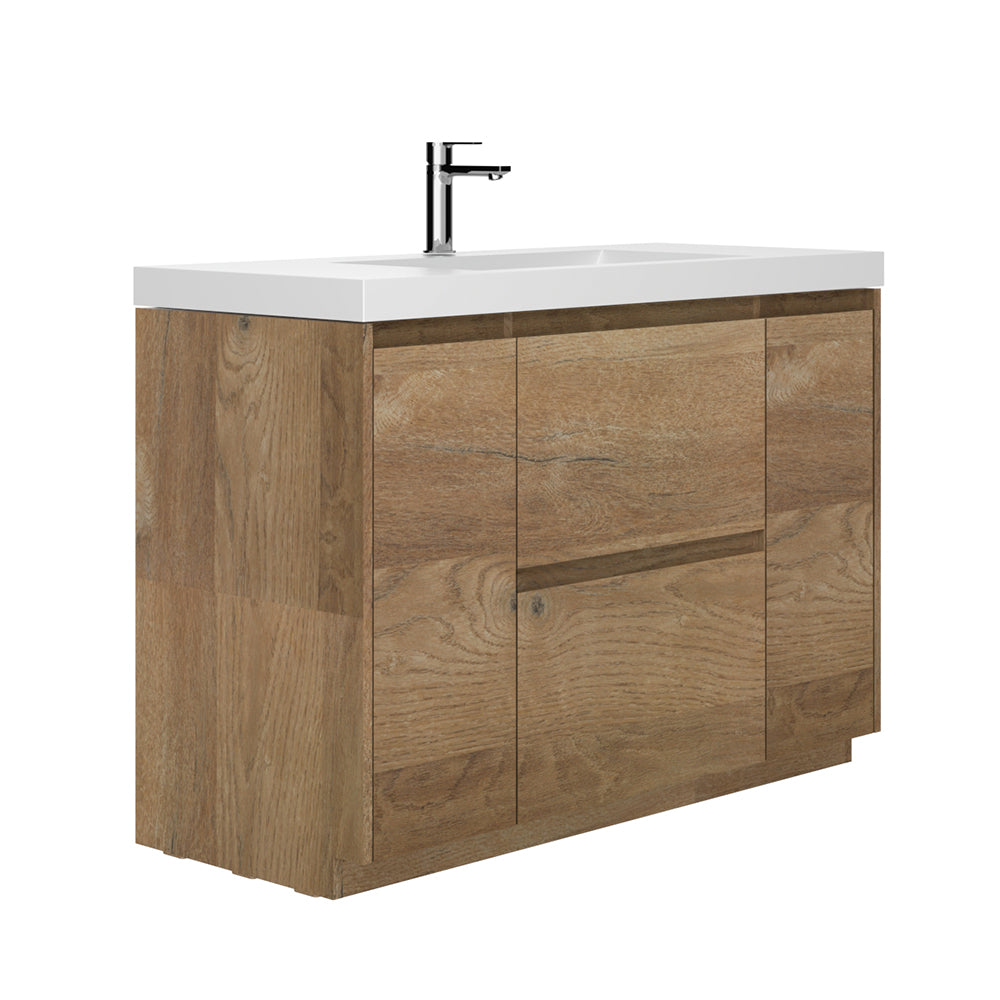 47.24 in Single Sink Freestanding Mature Oak Bath Vanity with White Integral Resin Basin