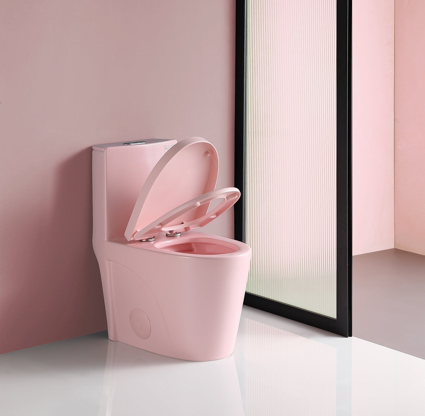 Rose Pink One Piece Dual Flush Toilet 1.1/1.6 GPF Water Saving Elongated Comfort Height Soft Close Seat 1000 MAP Flush Score
