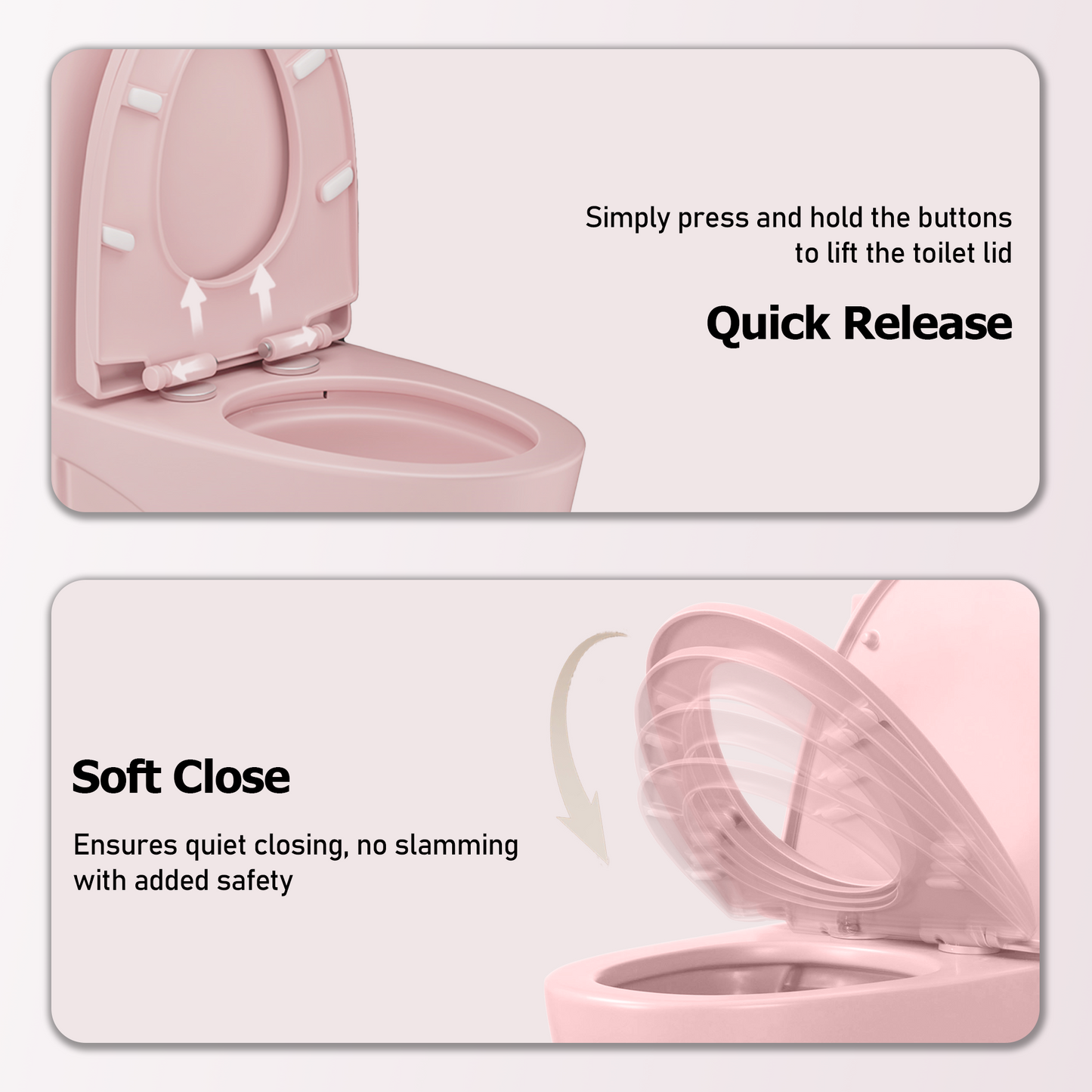 Rose Pink One Piece Dual Flush Toilet 1.1/1.6 GPF Water Saving Elongated Comfort Height Soft Close Seat 1000 MAP Flush Score