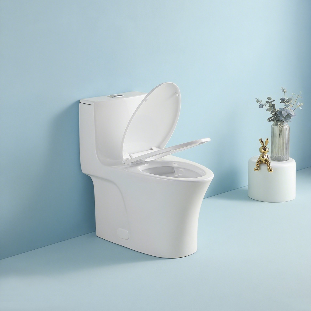 Glossy White One Piece Dual Flush Toilet 1.1/1.6 GPF Water Saving Elongated Comfort Height Soft Close Seat 1000 MAP Flush Score