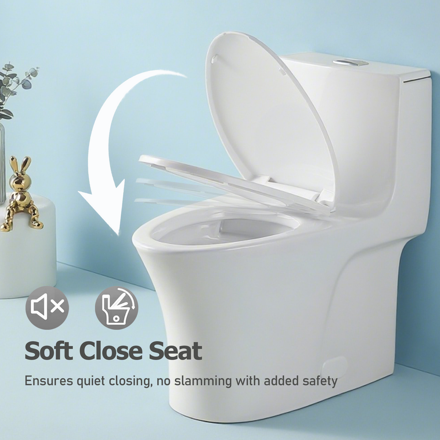 Glossy White One Piece Dual Flush Toilet 1.1/1.6 GPF Water Saving Elongated Comfort Height Soft Close Seat 1000 MAP Flush Score