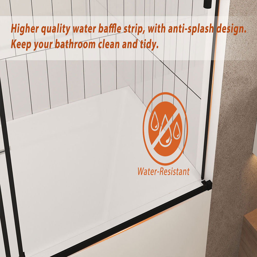 Matte Black 44-in to 48-in W x 76-in H Frameless Clear Glass Bypass Sliding Shower door