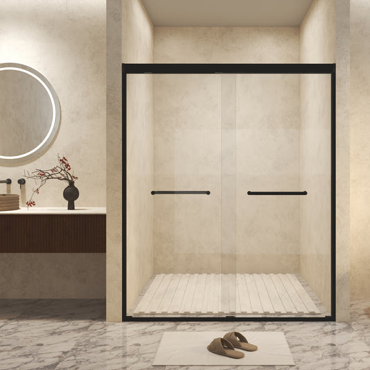 Matte Black 50-in to 54-in W x 72-in H Framed Clear Glass Bypass Sliding Shower door
