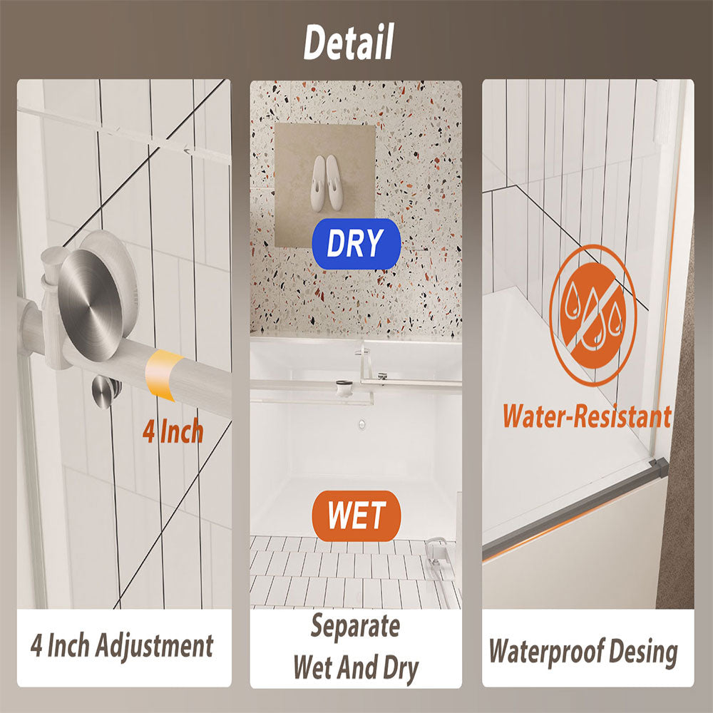Brushed Nickel 44-in to 48-in W x 76-in H Frameless Clear Glass Bypass Sliding Shower door